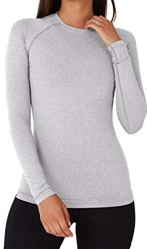 TCA Super Thermal Top Women - Ladies Thermal Vest - Thermals Womens - Ski Base Layer Women - Workout Tops for Cold Weather - Marl Grey, XL