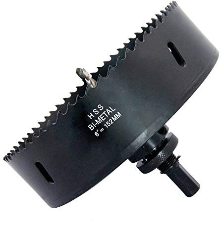 Lochsäge 152mm, LAIWEI lochbohrer mit A2 Schwerlastdorn, 4341 Bohrer, Schnitttiefe 38mm, zum Bohren von Löchern in Holz, Aluminiumprofilen, PVC und Metallrohren