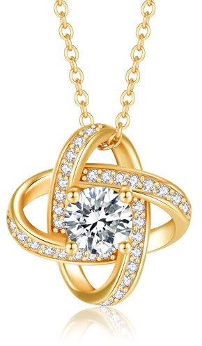 Jrêveinfini Ewiger Knoten Kleeblatt Kette Damen Gold Silber 925 mit Anhänger, Mutter Tochter Kette Mama mädchen, Personalisiert Halskette Freundin, Schmuck Geschenke Damen Frauen Valentinstag oma