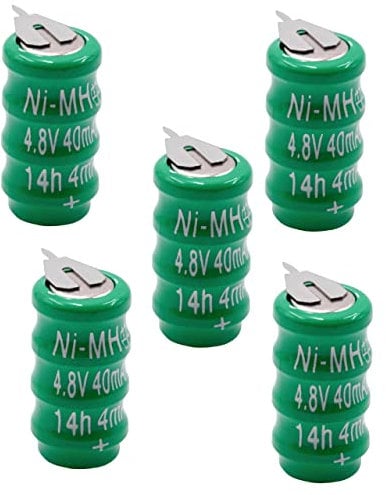 vhbw 5X NiMH Ersatz Knopfzellen-Akku Typ V40H 2-Pins 40mAh 4,8V kompatibel mit Modellbau-Akkus, Solar-Leuchten UVM.