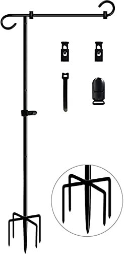 Koutemie 124,4 cm extra hoher Gartenflaggenständer mit 5 Zinken Basen für 30,5 x 45,7 cm Außenflaggen Dekor, mattschwarz