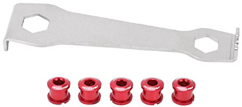 Juego de Tornillos Y Llave de Plato, Tornillos de Plato ¡§2Nico Resistentes a la Corrosi¡§?n con Llave de Montaje para Plato ¡§2Nico de Bicicleta de Carretera(Rojo),Bicicletas y Repuestos