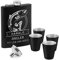 Maverton Flachmann Set 200 ml mit Gravur - Taschenflasche + 4 Schnapsgläsern 20 ml mit Trichter - Brustflasche für Männer - Farbe: mattschwarz - Fisch
