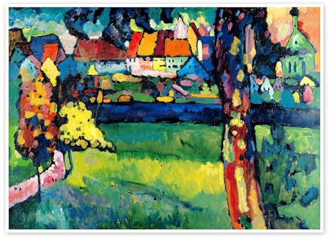 Oberbayerische Kleinstadt (Murnau) Poster von Wassily Kandinsky 130 x 100 cm Grün Abstrakte Kunst Wanddeko
