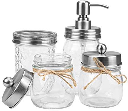 minkissy 1 Satz Waschen Sie Vierteiliges Set Baumwollhalter Halter Für Handseifenschale Lotion Seifenspender Badezimmer Seifenschale Dekorative Badezimmeraccessoires Glas Zahnbürste Einfach