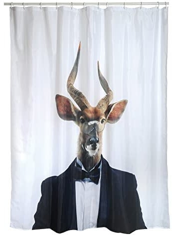 MSV Anti-Schimmel Duschvorhang - Anti-Bakteriell, waschbar, wasserdicht, Polyester, 180x200cm Nyala Weiß