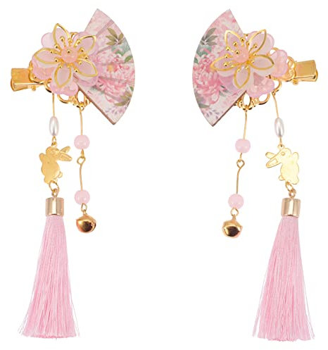 SOLUSTRE Haarspangen Haare im Japanischen Stil mit Quasten Kimono Haarnadel Geisha Haarschmuck für Festivalparty Girl Frauen Verwenden 2Pcs Modische Haarspangen