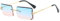 YUELUQU Retro Randlose rechteckige Sonnenbrille für Damen Herren Transparente Brille Y2K Vintage Brille, Bluepink, Medium