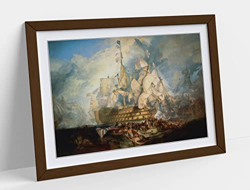 CANVAS MONKEY J M W Turner The Battle Of Trafalgar Framed Wall Art Print Picture - A1 - Walnut Frame