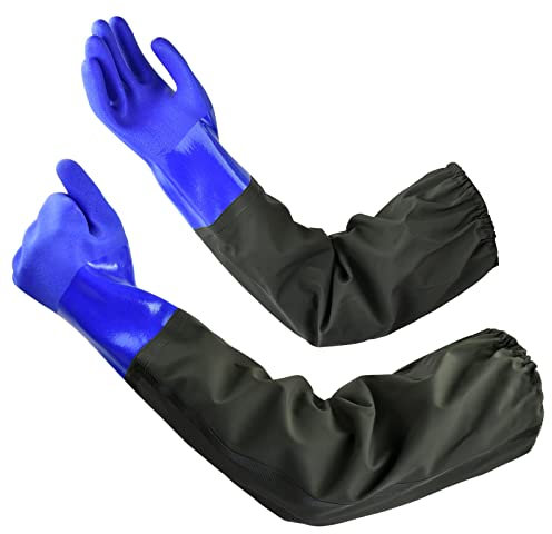 Chstarina Teichhandschuhe, 70cm Lang Teichpflege Handschuhe, Beständig Säuren und Laugen Arbeitshandschuhe, PU Wasserdichte Handschuhe, Fischerhandschuhe