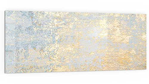 DEQORI Küchenrückwand Glas | Motiv Wand mit Gold-Struktur | 125x50 cm | Bad- oder Herd-Rückwand | Herdblende Spritzschutz für Küche & Badezimmer | moderne Deko für Fliesenspiegel