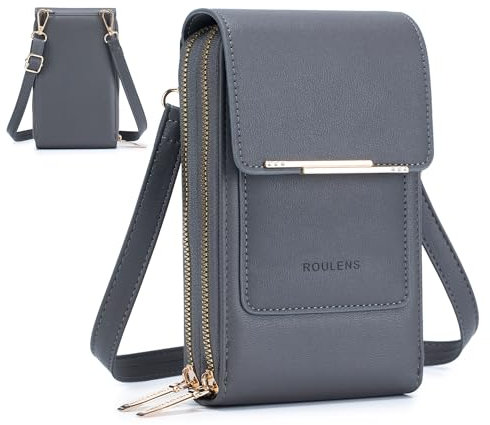 Roulens Klein Handy Umhängetasche,Damen Kleine Umhängetasche,PU Leder Crossbody Schultertasche Reisepass Handytasche mit Kartenschlitz Verstellbar Abnehmbar Schultergurt