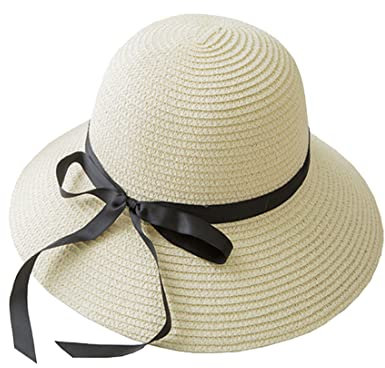 Ecroon Sombrero de Paja Plegable Mujer UPF 50+ Sombrero de la Playa del Borde Suave Transpirable Grande Ancho Cap
