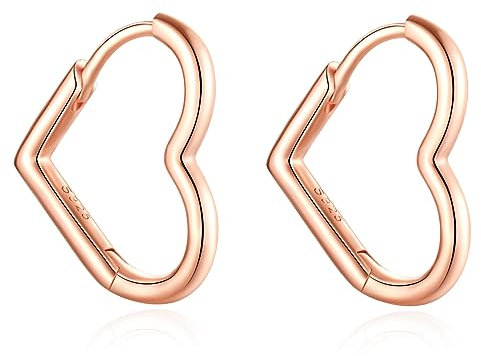Jrêveinfini Herz Ohrringe Creolen Rosegold Silber 925 Damen Mädchen Kinder, Herz Creolen Rosegold Silber 925, Modeschmuck Ohrringe Nickelfrei Damen, Weihnachten Geschenk für Frauen Mädchen Mama