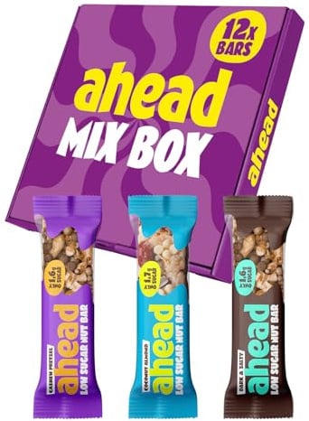 ahead Nutbar Mixbox | Nussriegel Müsliriegel ohne Zuckerzusatz mit 3 Sorten - 12x35g mit nur 1,7g Zucker