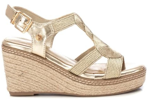 XTI Sandalias 142320 Dorado -Altura cuña 10cm-