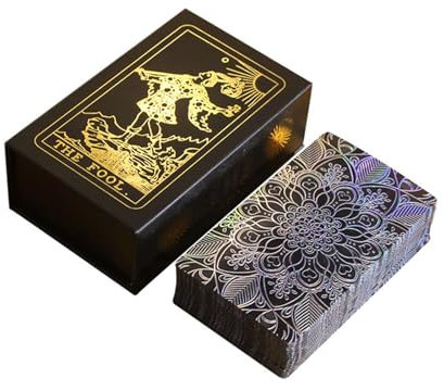 GIBZ Cartas de Tarot 78 con Purpurina Juego de Baraja con Caja Bonitas para Principiantes