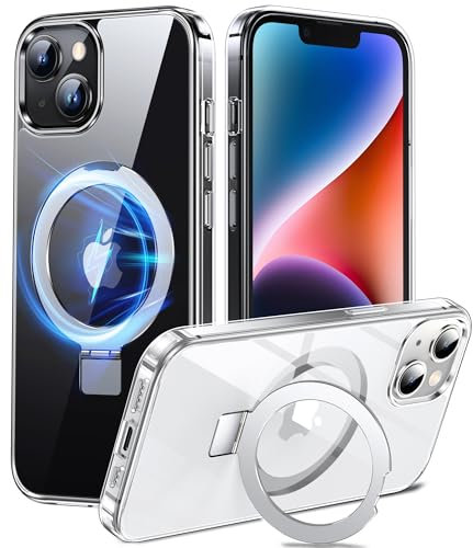 Chicfun 3-in-1 Magnetic KickStand Ring Holder for iPhone 13/14 Case with MagSafe, Military Shockproof Silicone Protective Cover