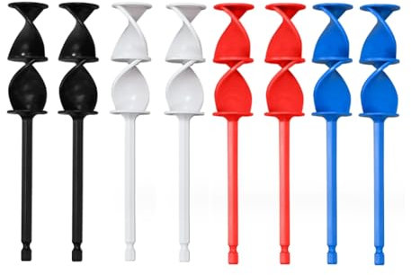 Jisapmzu 8 STK Farbmischer für Bohrmaschine & Schwarz & Rot & Blau Kunststoff Epoxy und Harzmischeraufsatz Rührstab zum Mischen Von Epoxyharz, Farbe, Keramikglasur