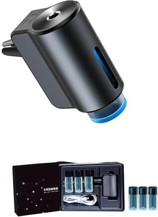 Ainid Deodorante per auto intelligente, diffusore universale con tre diffusori regolabili e ricaricabili con olio essenziale da 10 ml