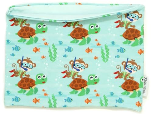 Kleine Könige Loop Schal Kinder Jungen bis 10 Jahre · Modell Schildkröte Affe Diving Monkey, aqua · Ökotex 100 zertifiziert · Made in Germany