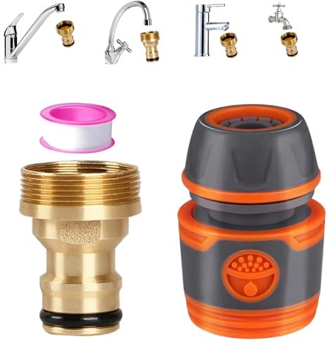 XPendHoze Kitchen Mixer Tap Hose Connector Hose Tap Connector for Kitchen Sink, Inside Garden Hose Pipe Adapter for Kitchen Tap Bathroom Sink, 22mm Female 24mm Male Threaded Tap Connector Fittings