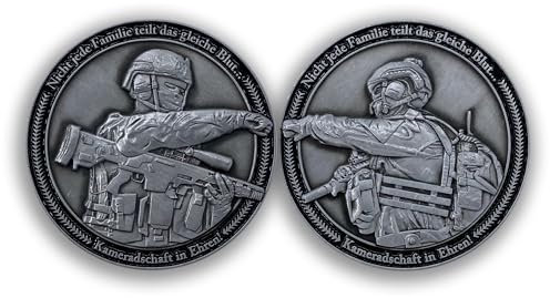 Feldschmiede ® | Kameradschafts Coin-Set | 2 Hochwertige Coins aus 100% Kupfer im Antique Silver Stil | 50mm Durchmesser