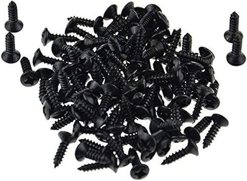 50 Stück rotes Kupfer, 3 mm, langlebig, Gitarren-Pickguard-Schrauben, Schlagplatte, Befestigungsschrauben, Gitarrenreparaturschrauben für Fender-Gitarren, Tele Gibson (Schwarz, 100 Stück)