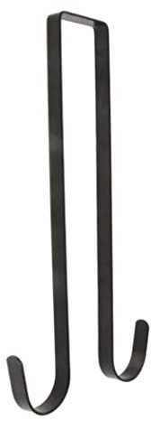 CUCUFA Wreath Hanger Double Sided Metal Hook Over The Door Heavy Duty Holder for Front Door Christmas Decorations Bags(Black), Metal Wreath Hanger