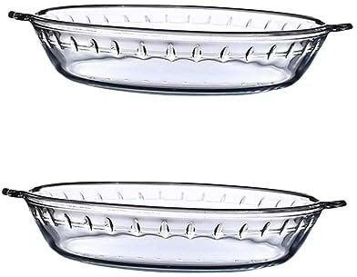 Mikinona 2 Stk runde Auflaufform aus Glas mikrowelle grillplatte Utensilienablage kühlschrank glasplatte glasplatten für kühlschrank Kochgeschirr Mikrowellen-Backblech gehärtetes Glas Weiß