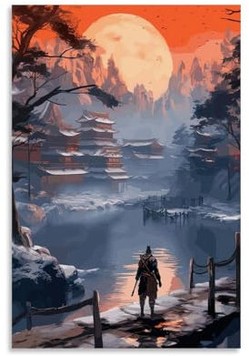 LASOQUAN Sekiro The Wolf Samurai-Poster, dekoratives Gemälde, Leinwand, Wandposter und Kunstdruck, moderne Familienschlafzimmer-Dekoration, Poster, 30 x 45 cm