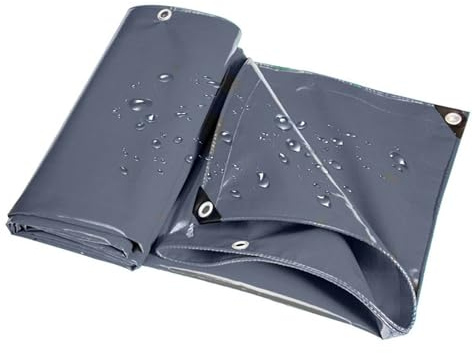 Bache Exterieur Impermeable 200 x 420 cm Revêtue des Deux Côtés, Couverture Étanche Bâche Bâche en Toile avec Coins Renforcés, pour Extérieur, Balcon, Toit, Pergola, Gris