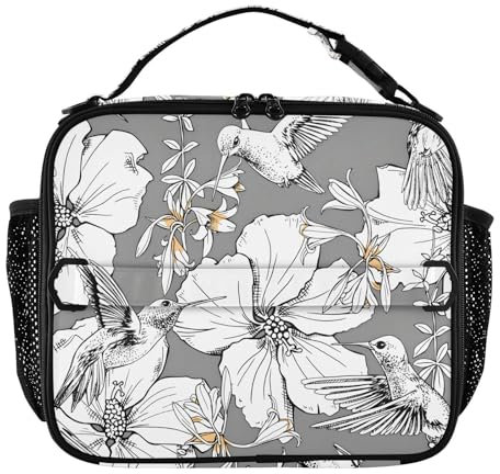 Borsa refrigeratrice per insegnante grigio fiore borsa refrigeratrice riutilizzabile borsa per il pranzo con porta bottiglia d'acqua