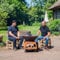 BBQ Plancha Grill Brasero Feuerschale Cortenstahl mit großen Rädern und Holzlagerung Ø75cm