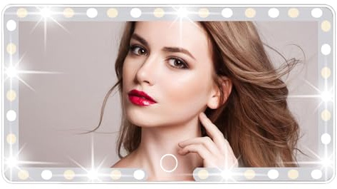 Deluxsa Car Sun Visor Vanity Mirror,Rechargeable Universal Makeup Mirror with 3 Light Modes & 60 LEDs - Dimmable Clip-on Rear View Sun-Shading Makeup