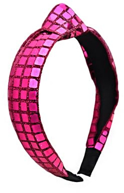Pink Sequin Ladies Knot Headbands for Women Girls Glitter Twist Hair Band Sparkly Knotted Hair Bands Twisted Sequin Hairbands for Party Prom Costume Pink Twisted Hairband for Women