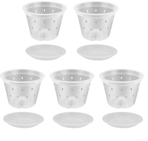 Vaso trasparente per orchidee kit da 5 con design ventilato per la crescita delle radici (NYED150 5pcs)