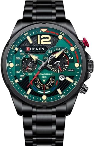 DAXIAOYU kronograf för män, militär, multifunktionell, Wasserdicht, Quarzuhr, Edelstahl, Lässige Armbanduhr