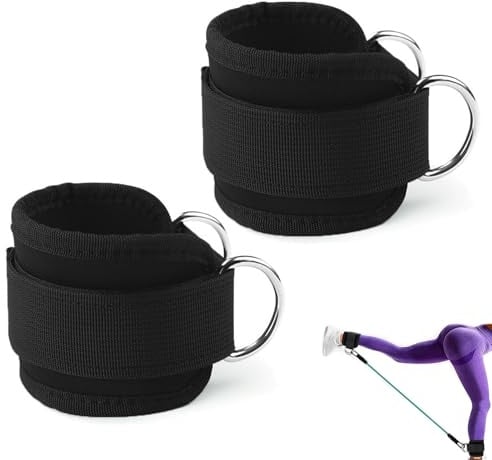 Eastrise Ankle Straps for Cable Machines, Gym Cuffs with Double D-Ring, Weight Lifting Leg Workout Attachment, Kickback Ankle Straps