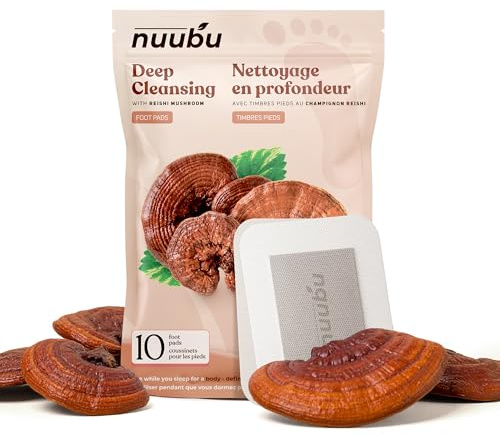 Nuubu Fußpflaster (10 Pflaster), natürliche Fußpads mit Reishi-Pilz und Holzessig