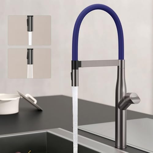 Mai & Mai Küchenarmatur mit Magnetbrause, Grau | Spültischarmatur aus Edelstahl, 360° Schwenkbar Küchenwasserhahn, Mischbatterie mit Einhebelmischer, 572mm Turnix-01