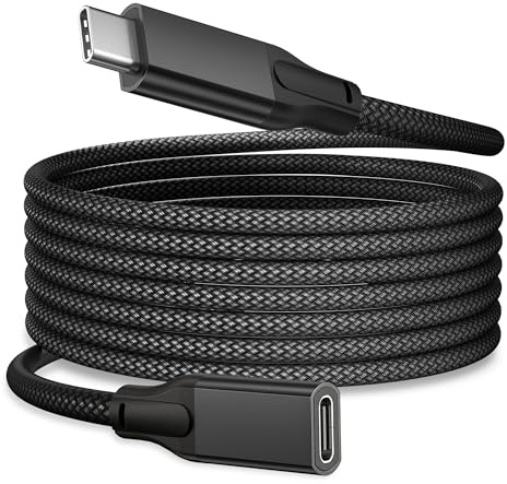 RUXELY USB C Extension Cable 2M,Type C Female to Male Extender Cord | USB 3.2 Gen 2 10Gbps 4K 60Hz L Shaped USBC Thunderbolt 3 for iPhone 17e,MacBook Pro,iPad Mini Air,Galaxy S26