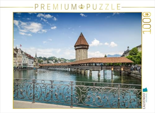 CALVENDO Puzzle Luzern Kapellbrücke und Wasserturm | 1000 Teile Lege-Größe 64 x 48 cm Foto-Puzzle für glückliche Stunden