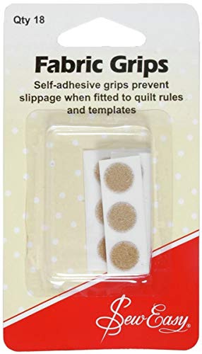 Sew Easy Adhesive Fabric Grips – 18 Round Stickers, Non-Slip Holds for Quilting Rulers Templates