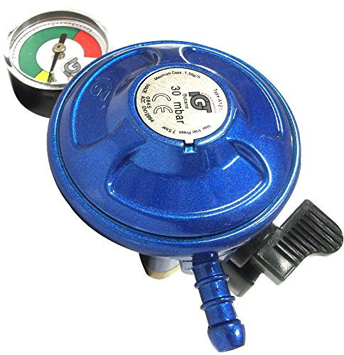 IGT Butane 21mm Clip-on Gas Regulator with Leak and Level Manometer Gauge
