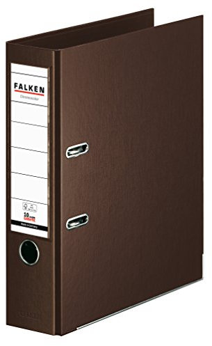Original Falken Chromocolor Premium-Ordner. Made in Germany. Kunststoffbezug außen und innen 8 cm breit DIN A4 braun Ringordner Aktenordner Briefordner Büroordner Plastikordner Schlitzordner