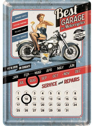 Nostalgic-Art 10234 Biker's Corner Best Garage,Tischkalender mit Magnetringen, 10x14 cm