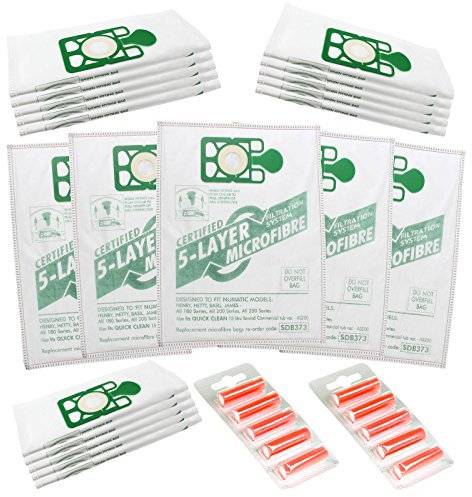 Qualtex Numatic Henry Hetty Hoover Filter FLO Dust Bags and 5Fresheners, Pack of 20-White