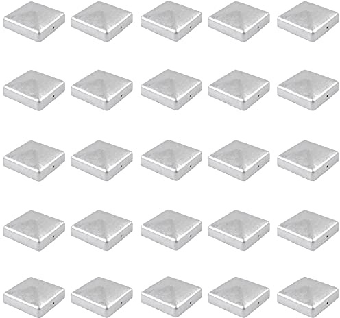 Baumarktplus 25 Stück Pfostenkappe Pyramide verzinkt 10x10 cm | Abdeckkappe für 10x10 cm Pfosten, Produktabmessung 101x101 mm