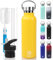 BOGI 600ml Double Wall Vacuum Insulated Stainless Steel Water Bottle-Scratch Resistance&Eco-Friendly for Outdoor Sports Yoga Camping,Straw Flip Cap+Cleaning Brush-1 Year Warranty(Yellow)